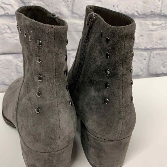 Vaneli Faiza Boots Womens 7.5 Grey Suede Heeled Booties With Stud Detail - Picture 6 of 11